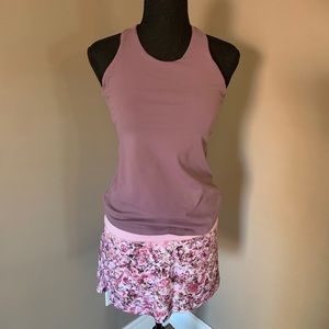 Pink lululemon tank and skirt outfit